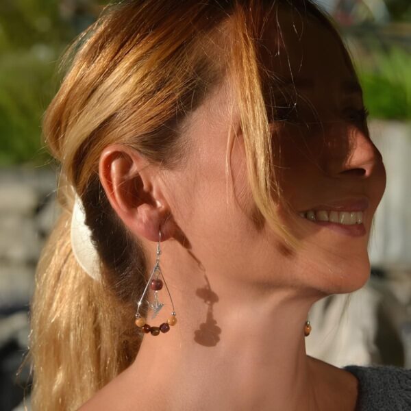 Boucles d'oreilles colibri en bois Serrenna