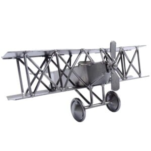 Figurine avion biplan en métal