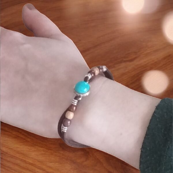 Bracelet perles et pierre turquoise