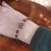 Bracelet perles rondes et pierre quartz pour femme